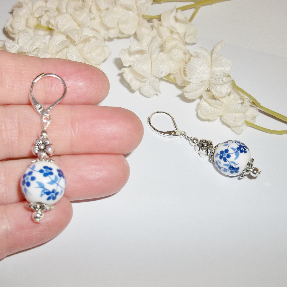 Blue & White Flower Earring Set Jewelry Boho Floral Jewelry Accessory NWT 5633 - Picture 6 of 8